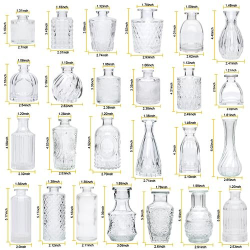 32 Vintage Glass Bud Vases for Rustic Decor