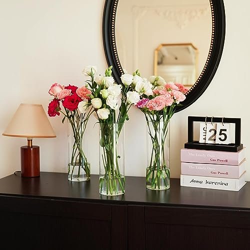 7-Piece Tall Glass Cylinder Vases for Elegant Centerpieces