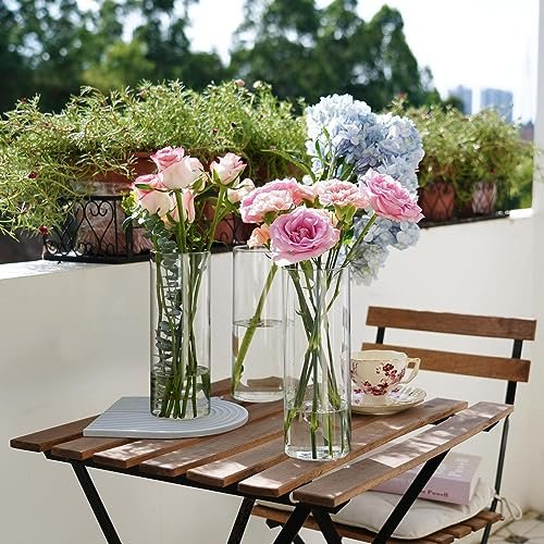 7-Piece Tall Glass Cylinder Vases for Elegant Centerpieces