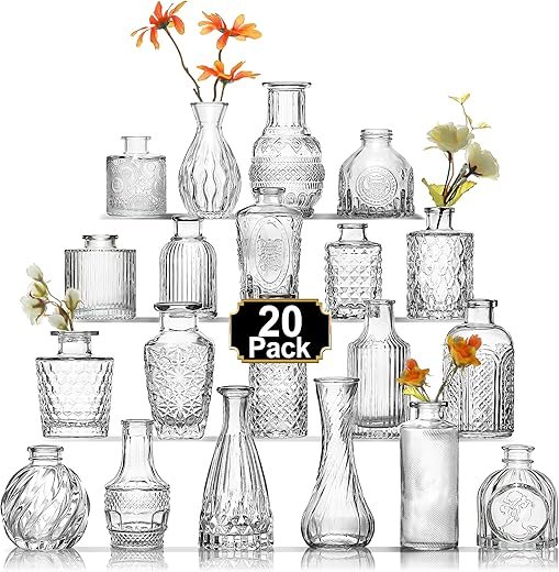 Arme 20 Pcs Vintage Mini Glass Bud Vases Set