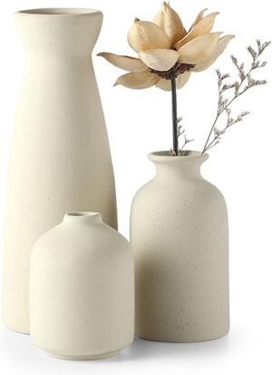 Chic CEMABT Beige Ceramic Vase Set – Modern Boho Decor