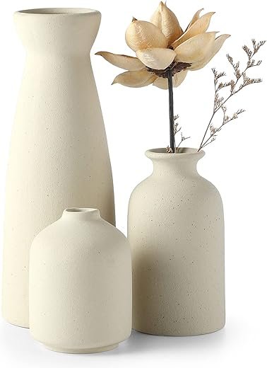 Chic CEMABT Beige Ceramic Vase Set – Modern Boho Decor
