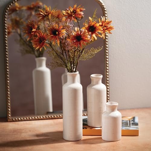 Chic Farmhouse White Ceramic Vase Set for Home Decor