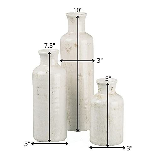 Chic Farmhouse White Ceramic Vase Set for Home Decor