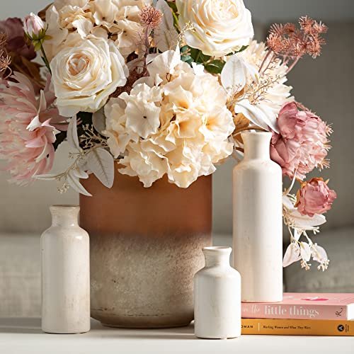 Chic Farmhouse White Ceramic Vase Set for Home Decor