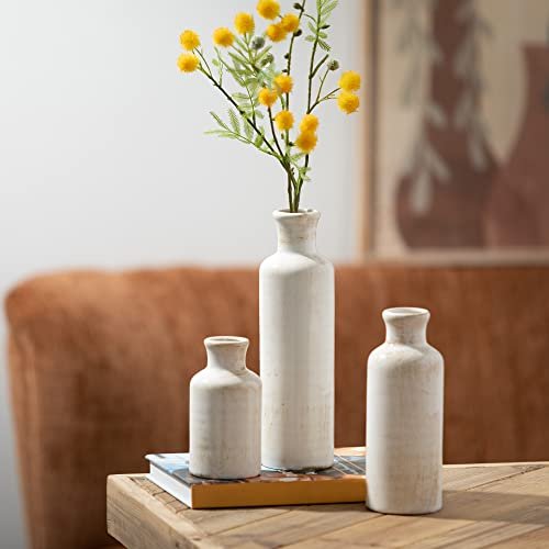 Chic Farmhouse White Ceramic Vase Set for Home Decor