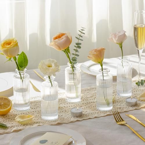 ComSaf Mini Glass Bud Vases Set - Vintage Charm
