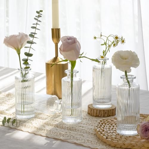 ComSaf Mini Glass Bud Vases Set - Vintage Charm