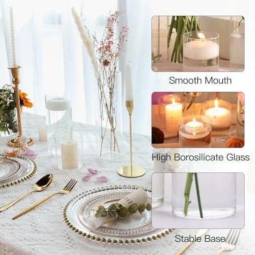 CUCUMI 12-Pack Clear Glass Cylinder Vases for Events