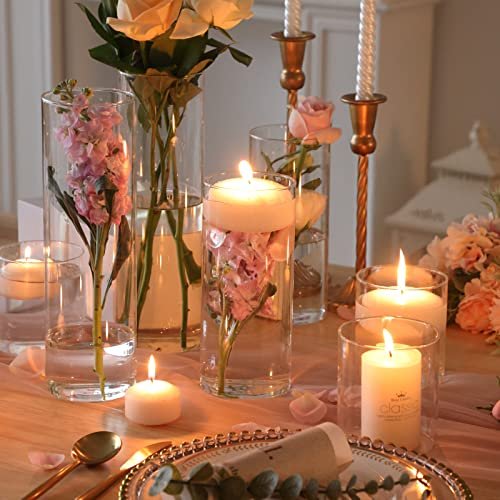 CUCUMI 12-Pack Clear Glass Cylinder Vases for Events