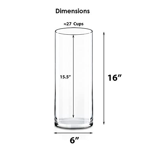 Elegant 16-Inch Clear Glass Cylinder Vase Centerpiece