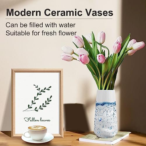Elegant White Ceramic Flower Vase for Home Decor