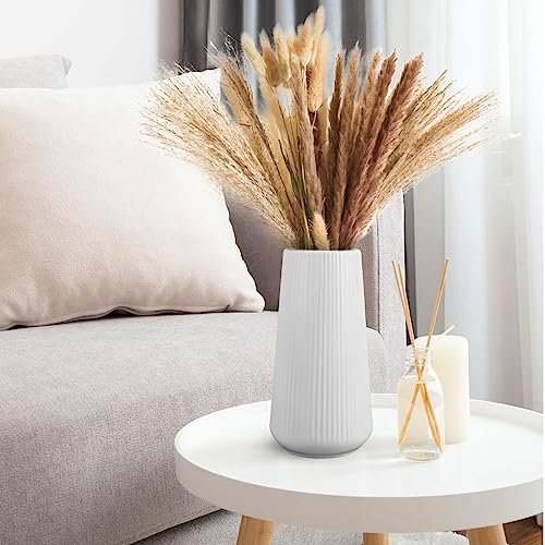 Elegant White Ceramic Flower Vase for Home Decor