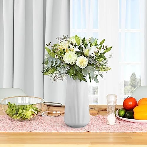 Elegant White Ceramic Flower Vase for Home Decor