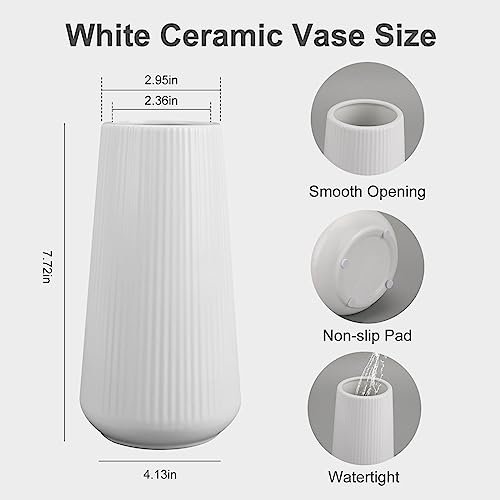 Elegant White Ceramic Flower Vase for Home Decor