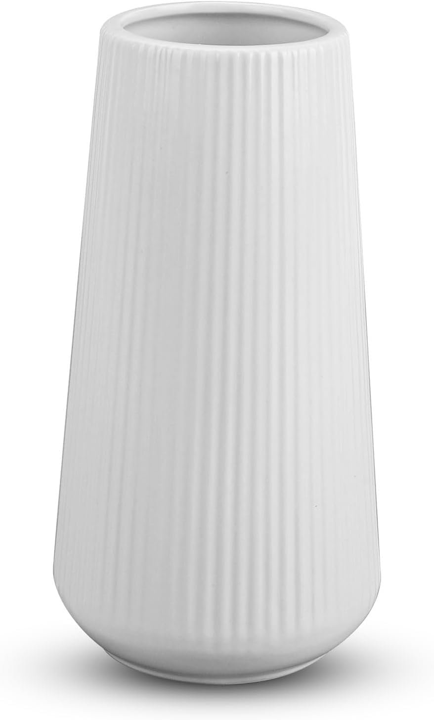 Elegant White Ceramic Flower Vase for Home Decor