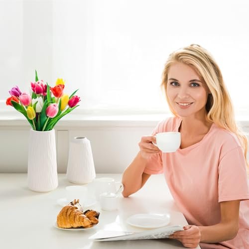 Elegant White Ceramic Vases Set - Modern Home Decor