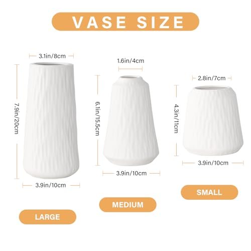 Elegant White Ceramic Vases Set - Modern Home Decor