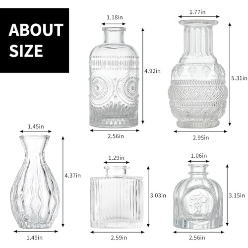 Fixwal Vintage Bud Vase Set - Elegant Glass Decor