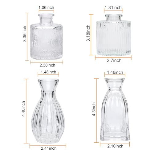 Mapoxy Vintage Glass Bud Vases Set - Elegant Decor