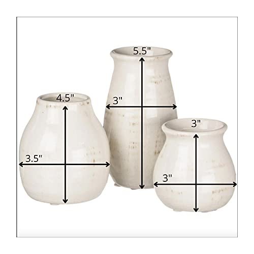 Rustic Ceramic Bud Vases - Perfect Farmhouse Decor Set