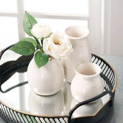 Rustic Ceramic Bud Vases - Perfect Farmhouse Decor Set
