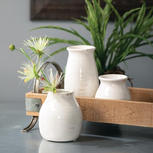 Rustic Ceramic Bud Vases - Perfect Farmhouse Decor Set