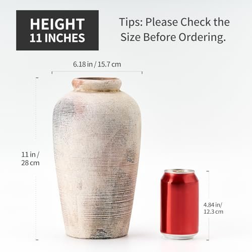 Rustic Gray Ceramic Vase - 11” Minimalist Home Decor