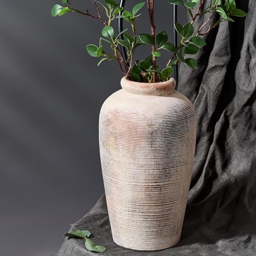 Rustic Gray Ceramic Vase - 11” Minimalist Home Decor