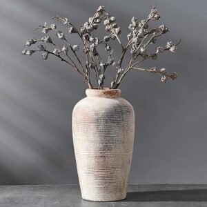 Rustic Gray Ceramic Vase - 11” Minimalist Home Decor