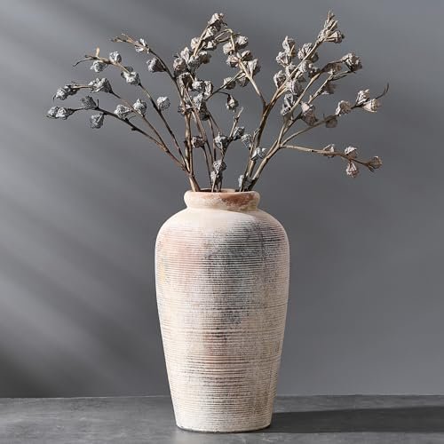 Rustic Gray Ceramic Vase - 11” Minimalist Home Decor
