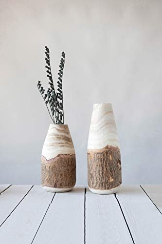 Rustic Paulownia Wood Live Edge Vase - 13"H
