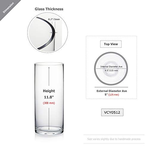 Stunning 12" Clear Glass Cylinder Vase for Weddings